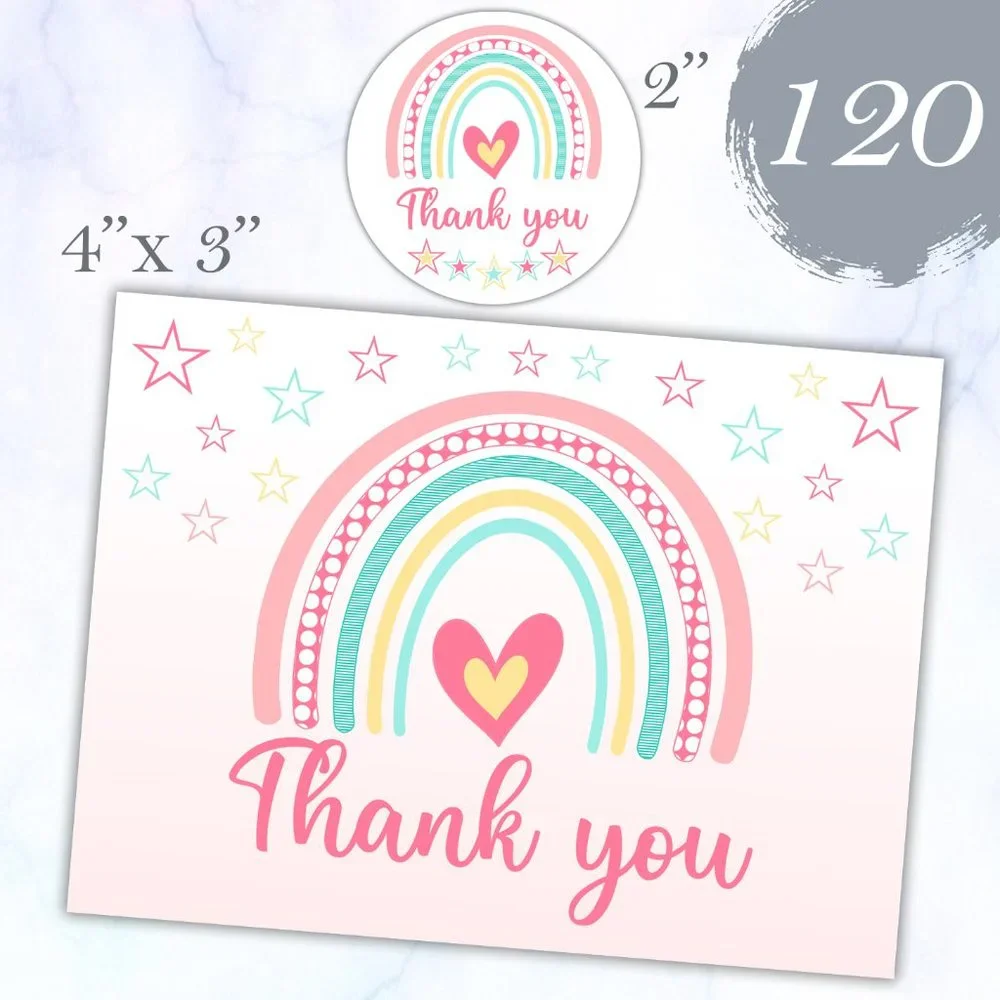 120 PCS Thank You Cards Note Cards & Stickers